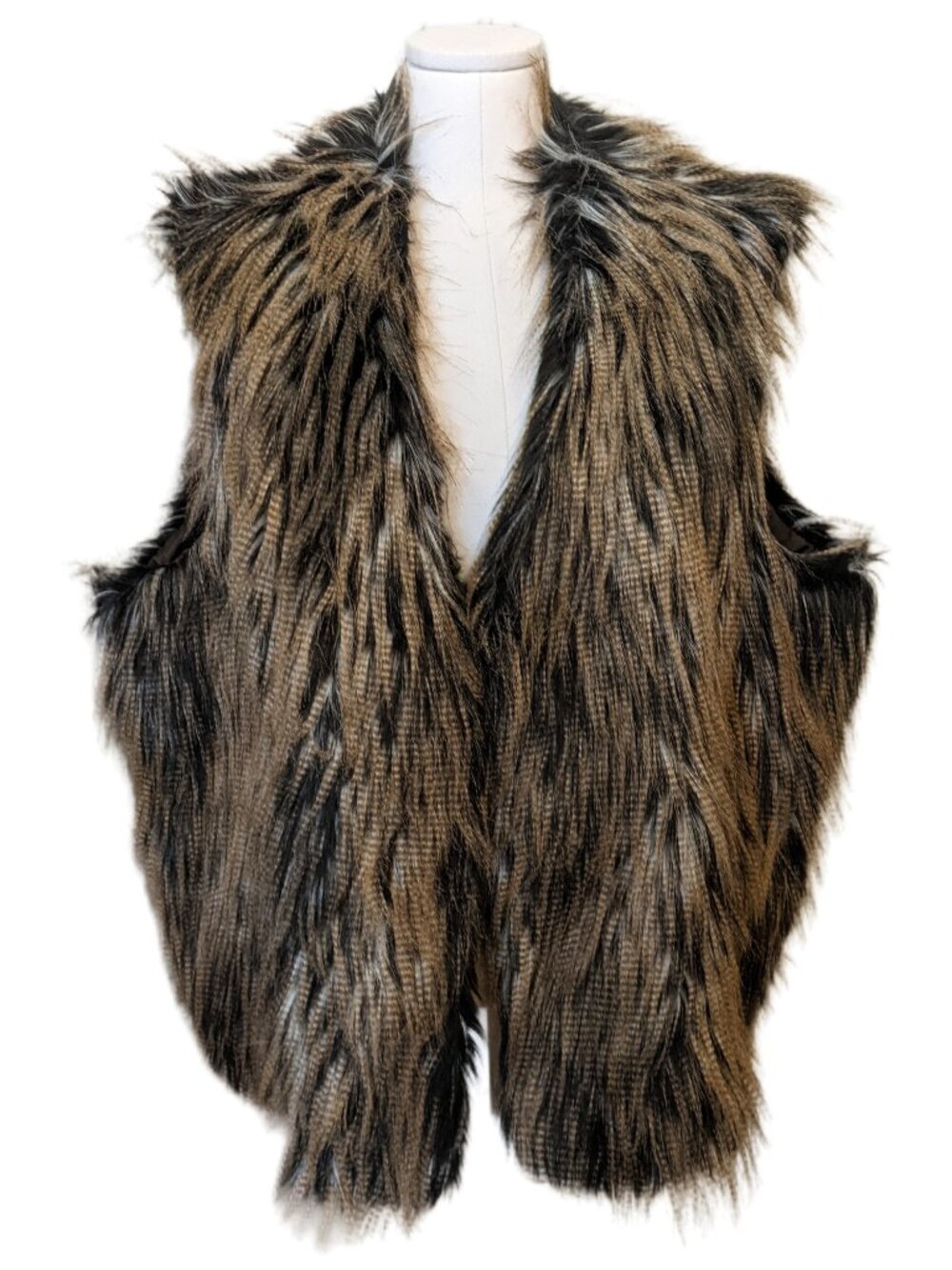 Vintage Olympia Faux Fur Vest Brown Made in USA Penny Lane Style Mob Wife Sz 3X
